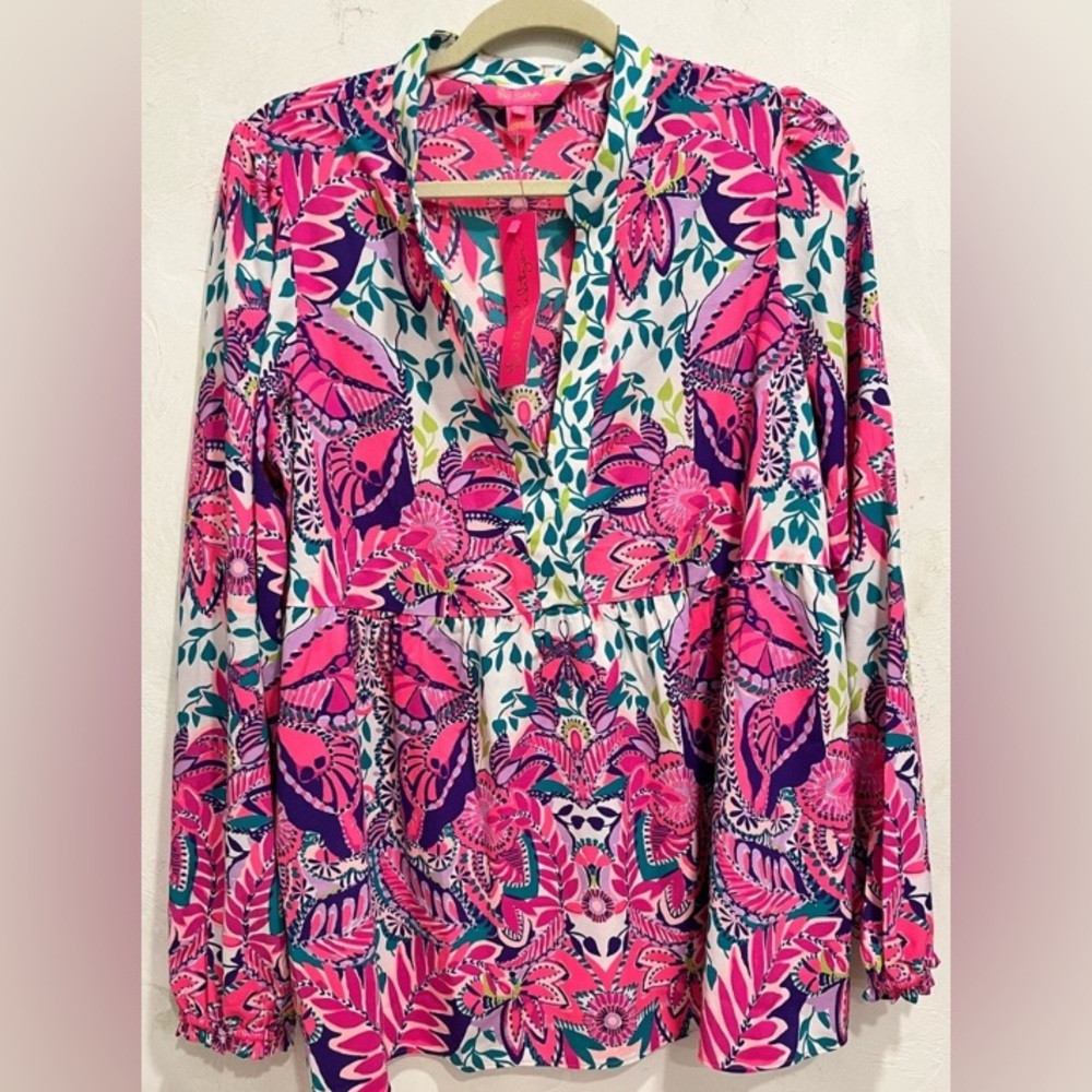 Lilly Pulitzer Winona Stretch Tunic Blouse (Ptp17-19) - Picture 3 of 4